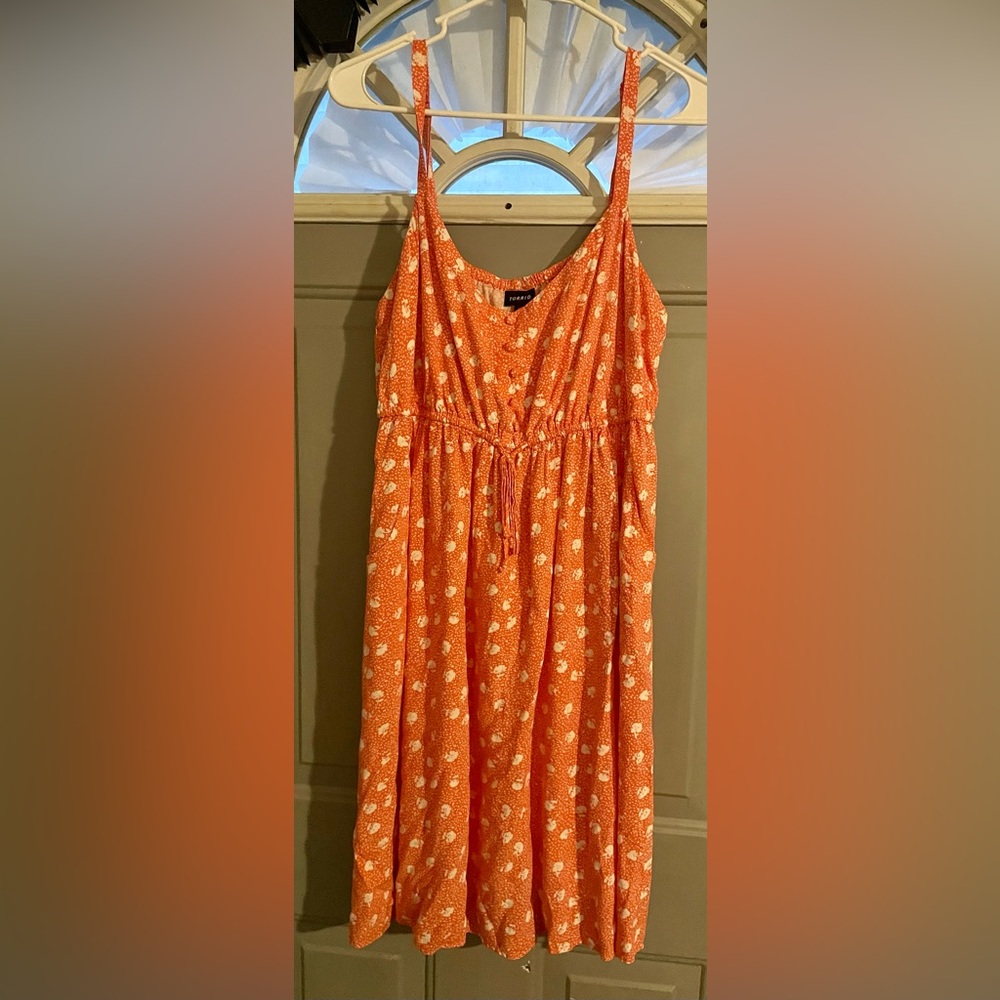 Torrid Orange Floral Midi Dress